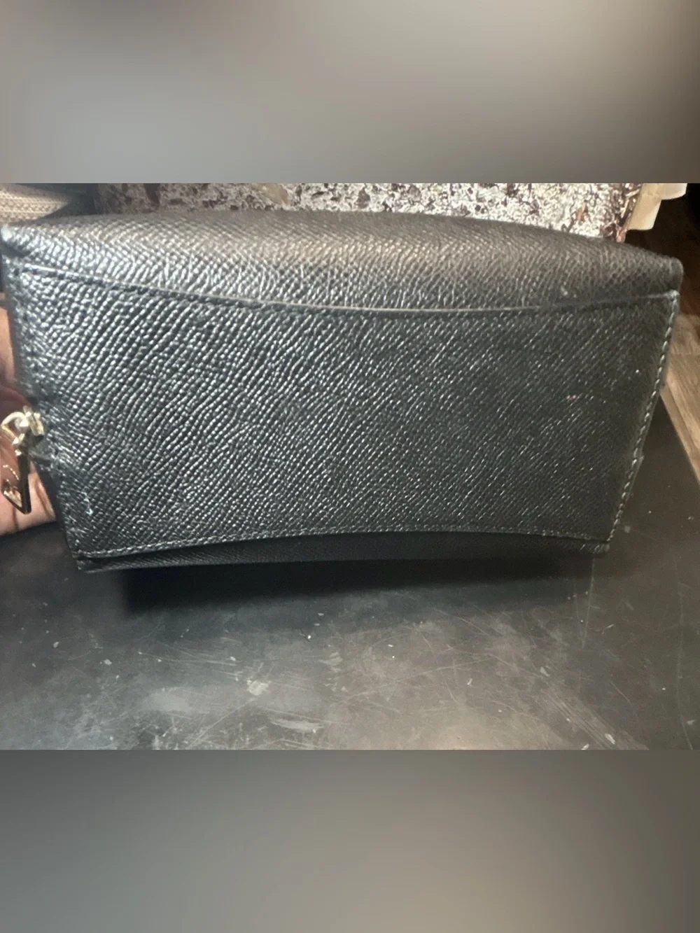 Coach Black Leather Zip Cosmetic Case with Gold Hardware